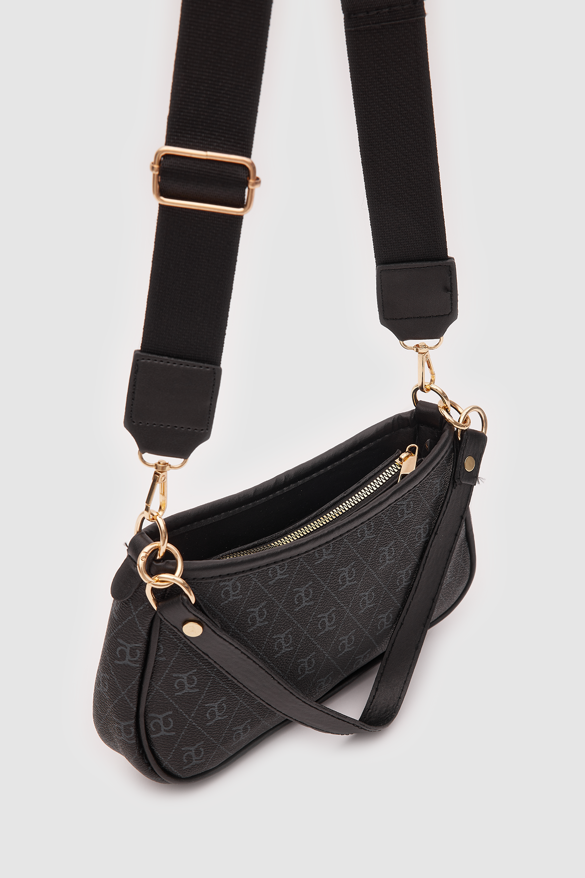 Farme Monogram Baget ve Çapraz Çanta Siyah