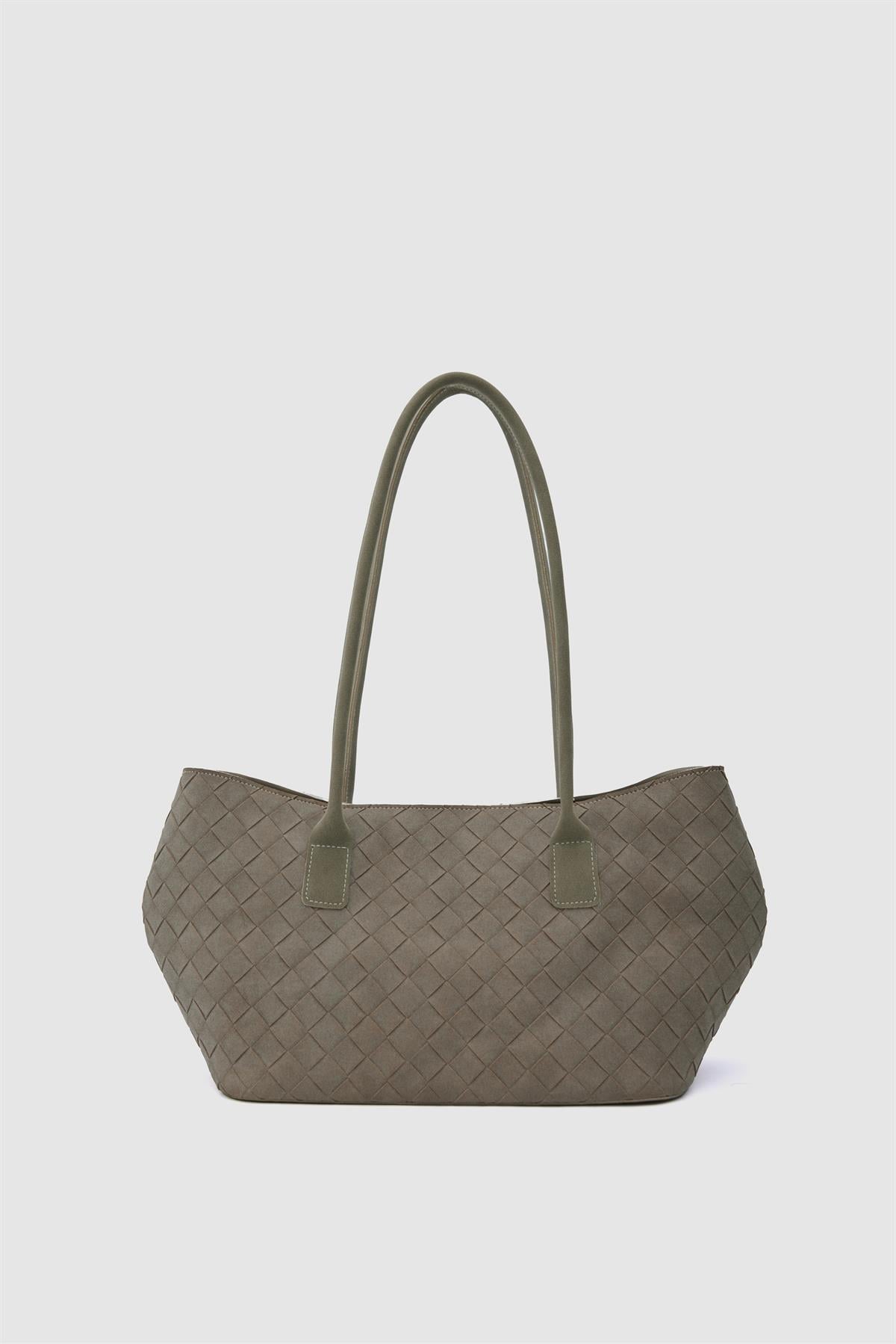 Veneta Süet Shopper Omuz Çantası Vizon