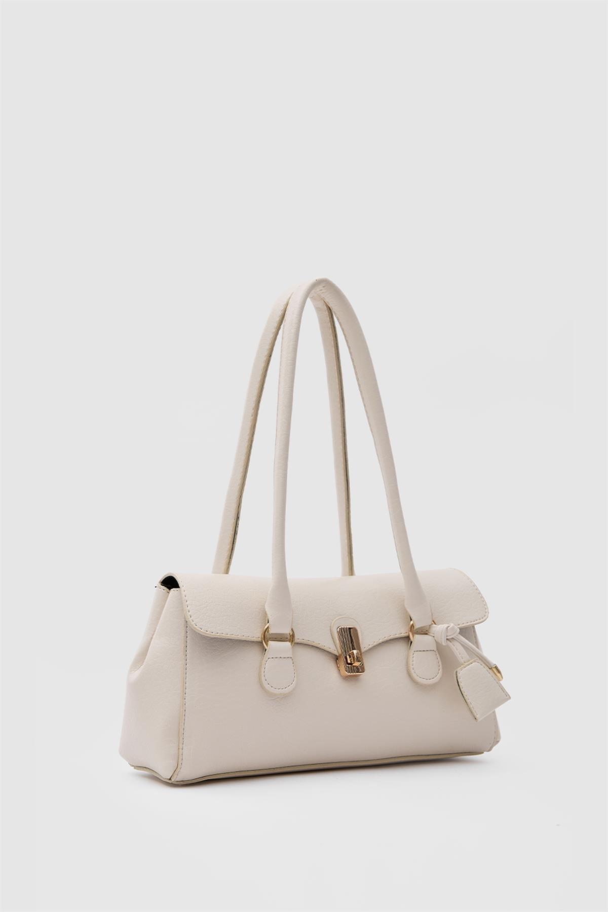 Lunera Vintage Baget Çanta Krem
