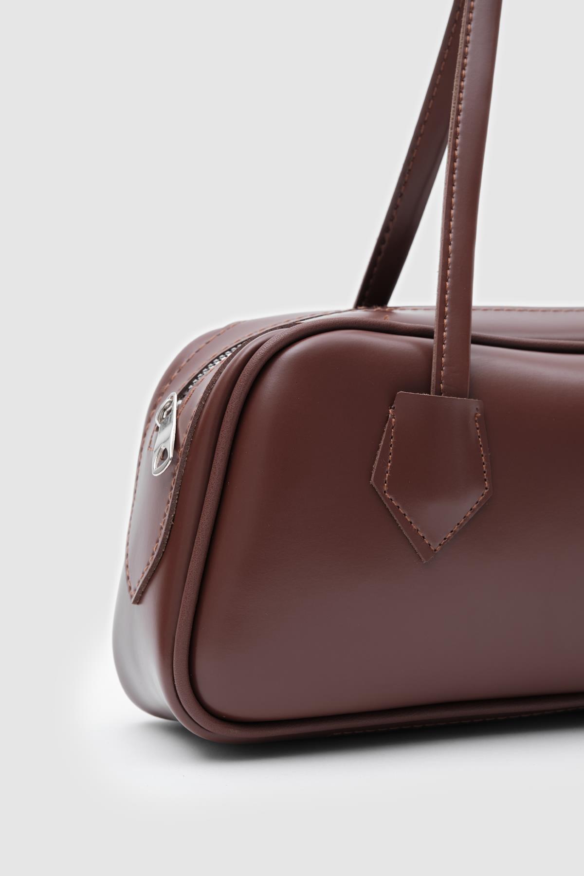 Boheme Vintage Baget Çanta Fındık Kabuğu
