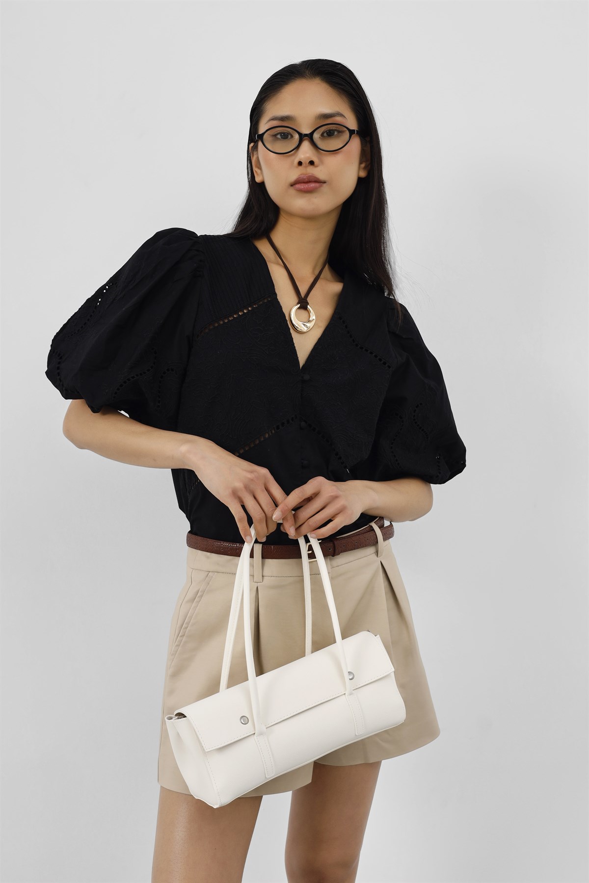 Mari Vintage Baget Çanta Krem