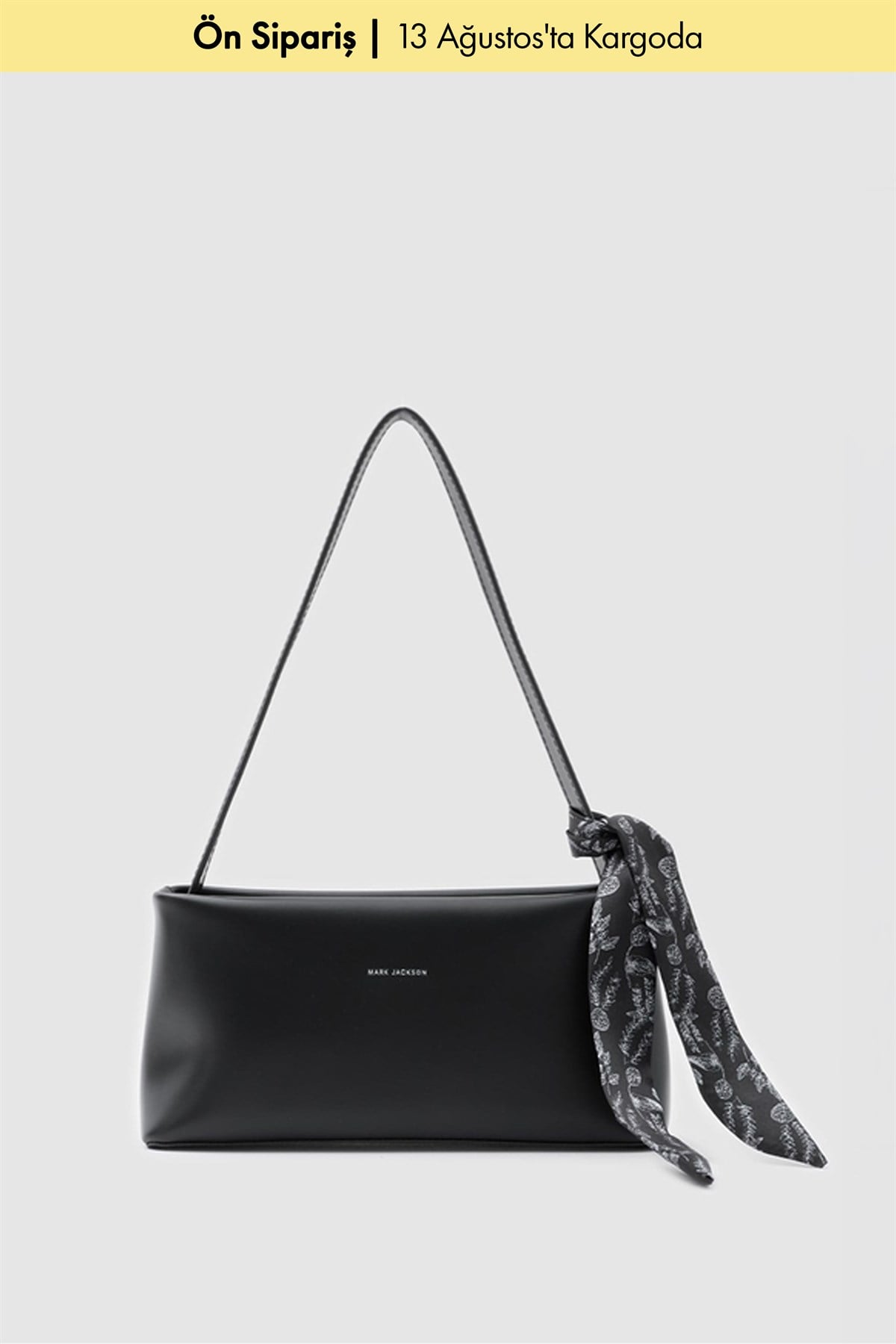 Alya Fular Detaylı Baget Çanta Siyah