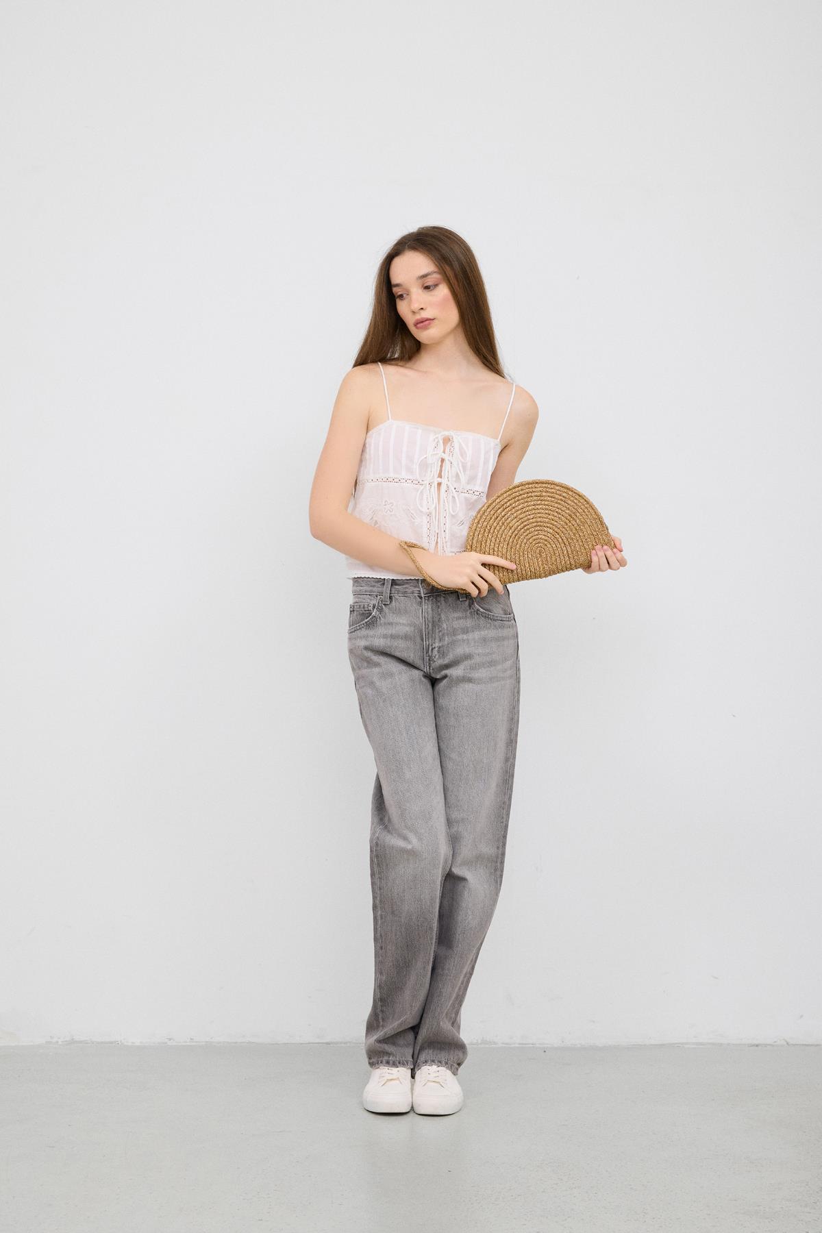 Most Hasır Clutch Çanta Vizon