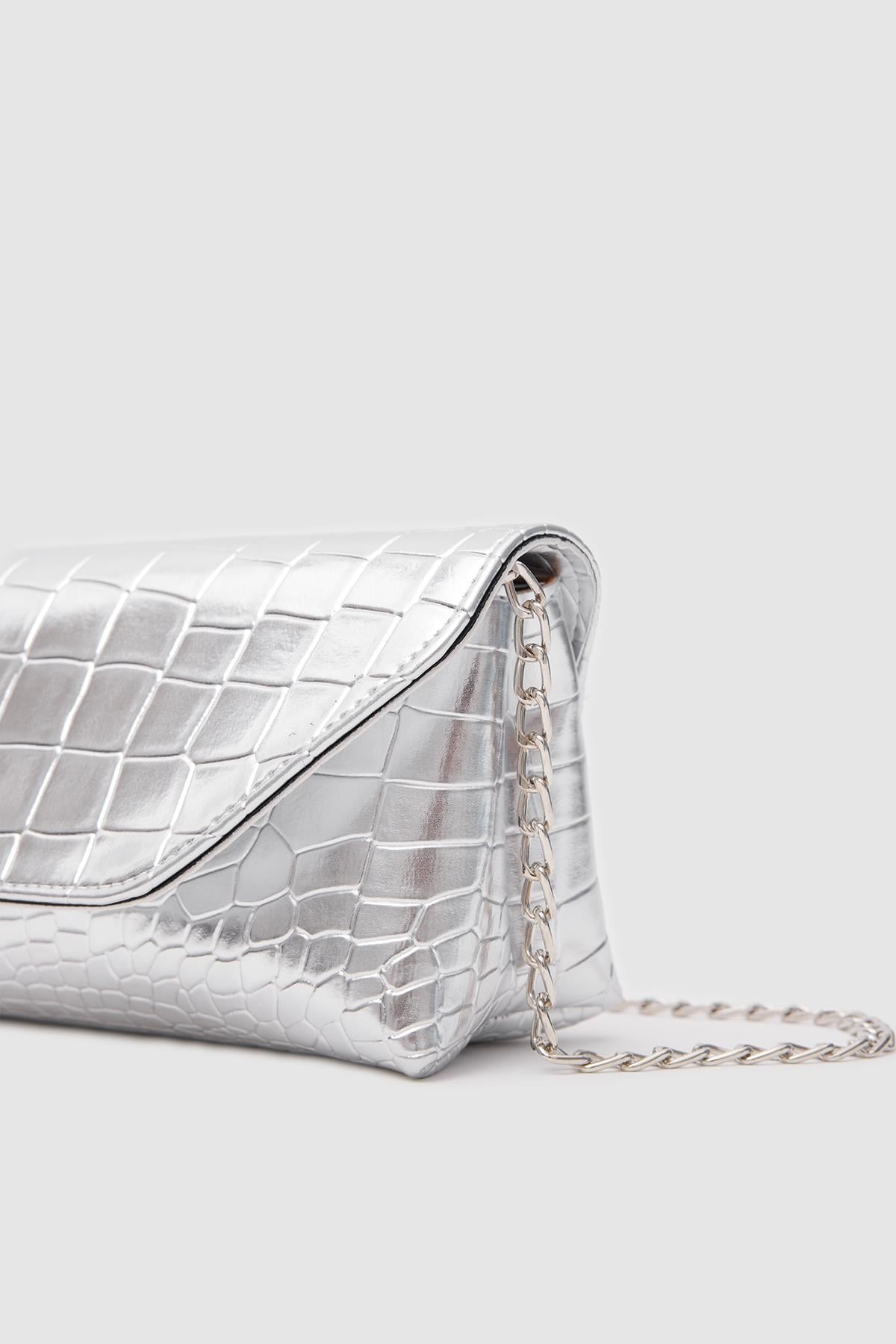 Gigi Clutch ve Çapraz Çanta Gümüş