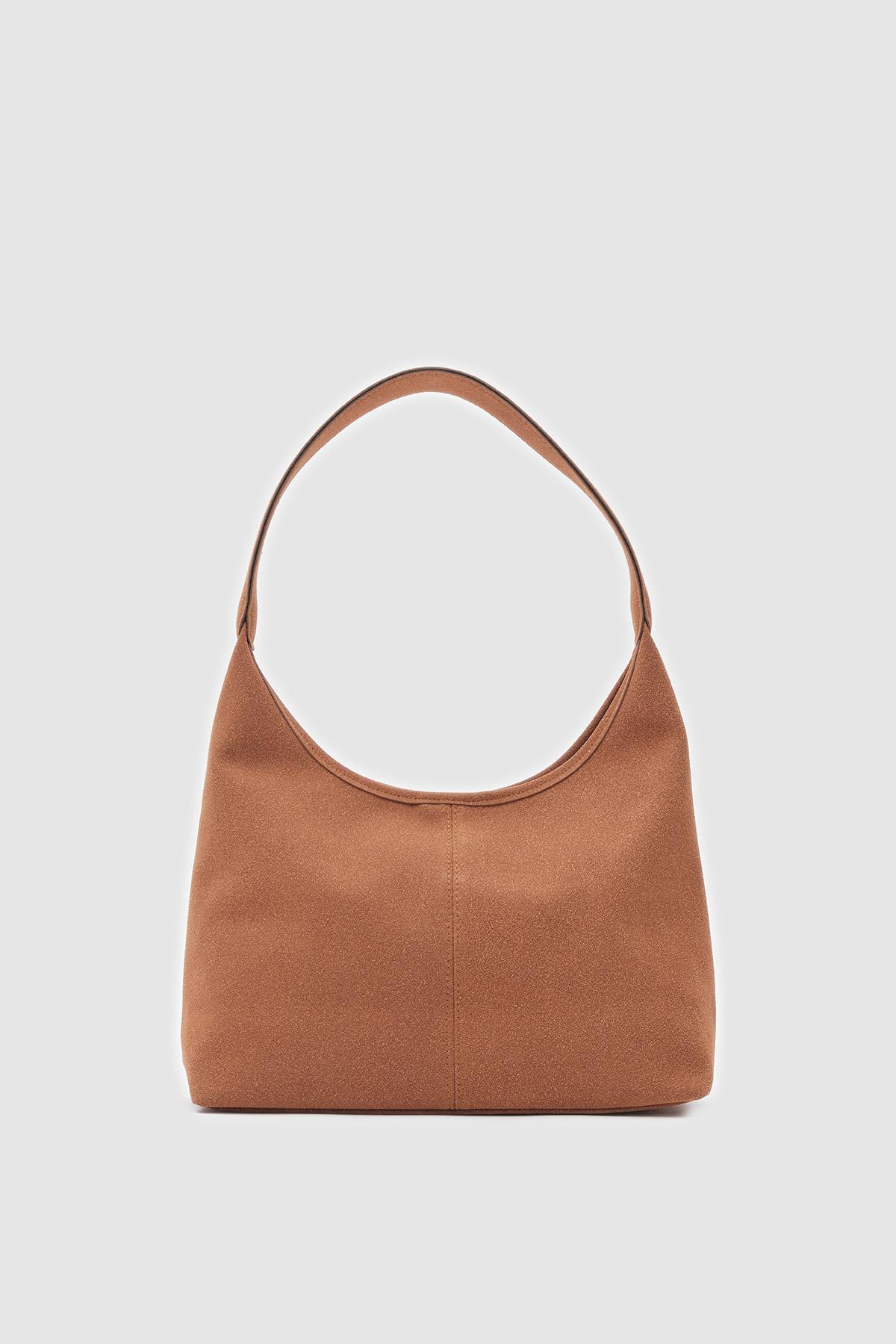 Gina Vintage Süet Omuz Çantası Taba