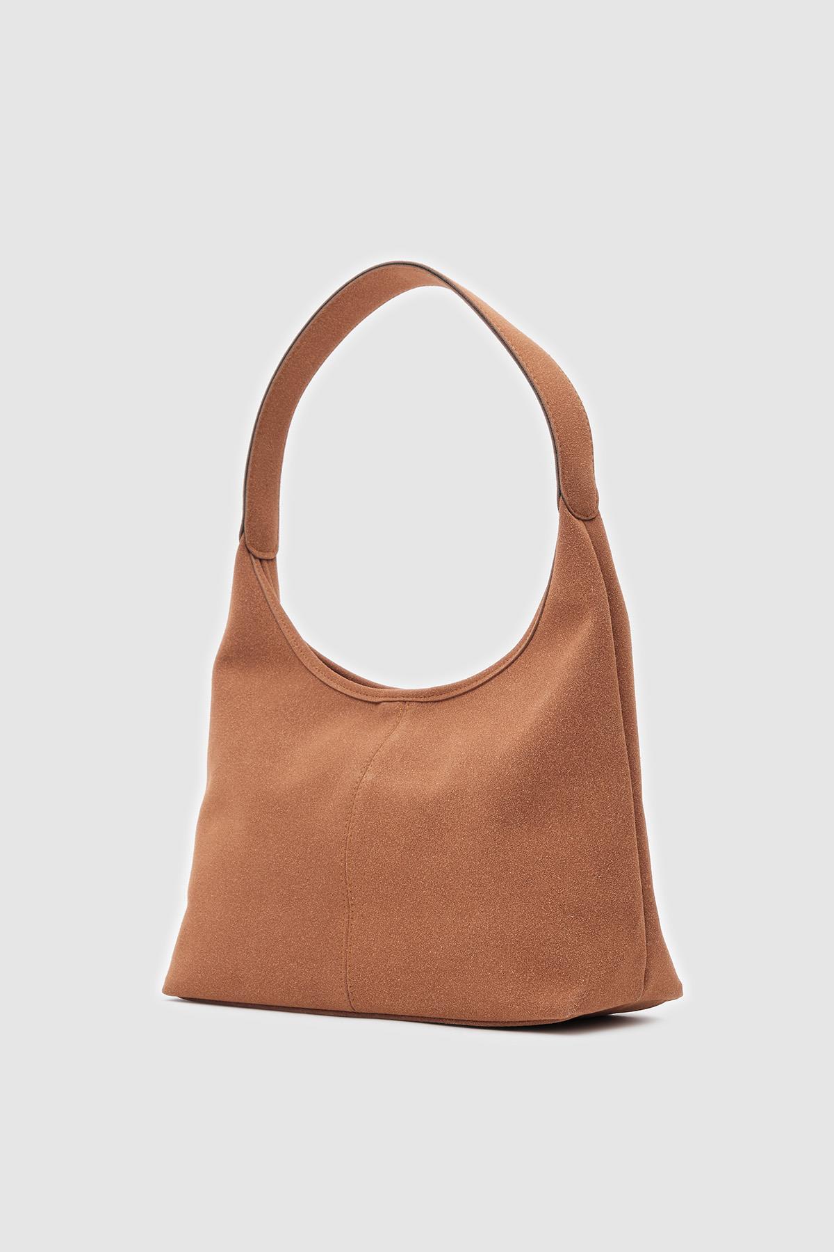Gina Vintage Süet Omuz Çantası Taba