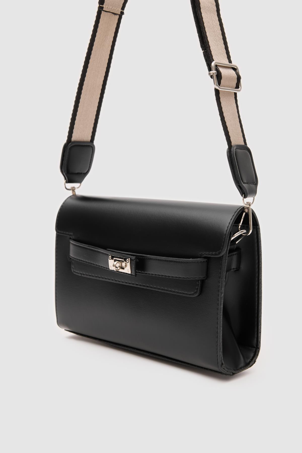 Kelly Kilitli Clutch Bag Siyah