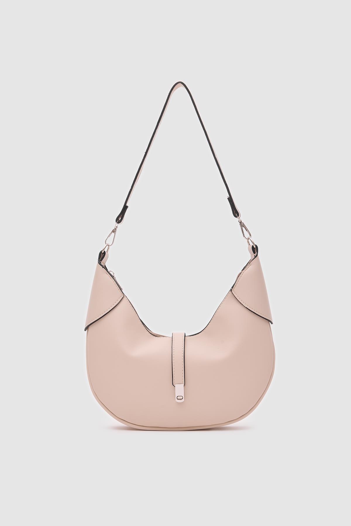 Suzu Oval Baget Çanta Krem
