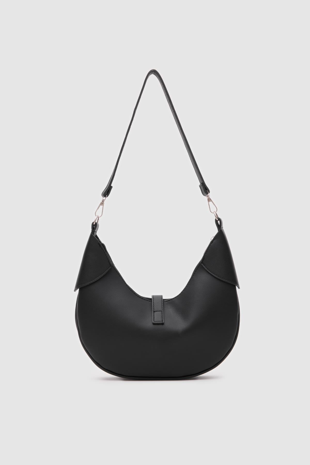 Suzu Oval Baget Çanta Siyah