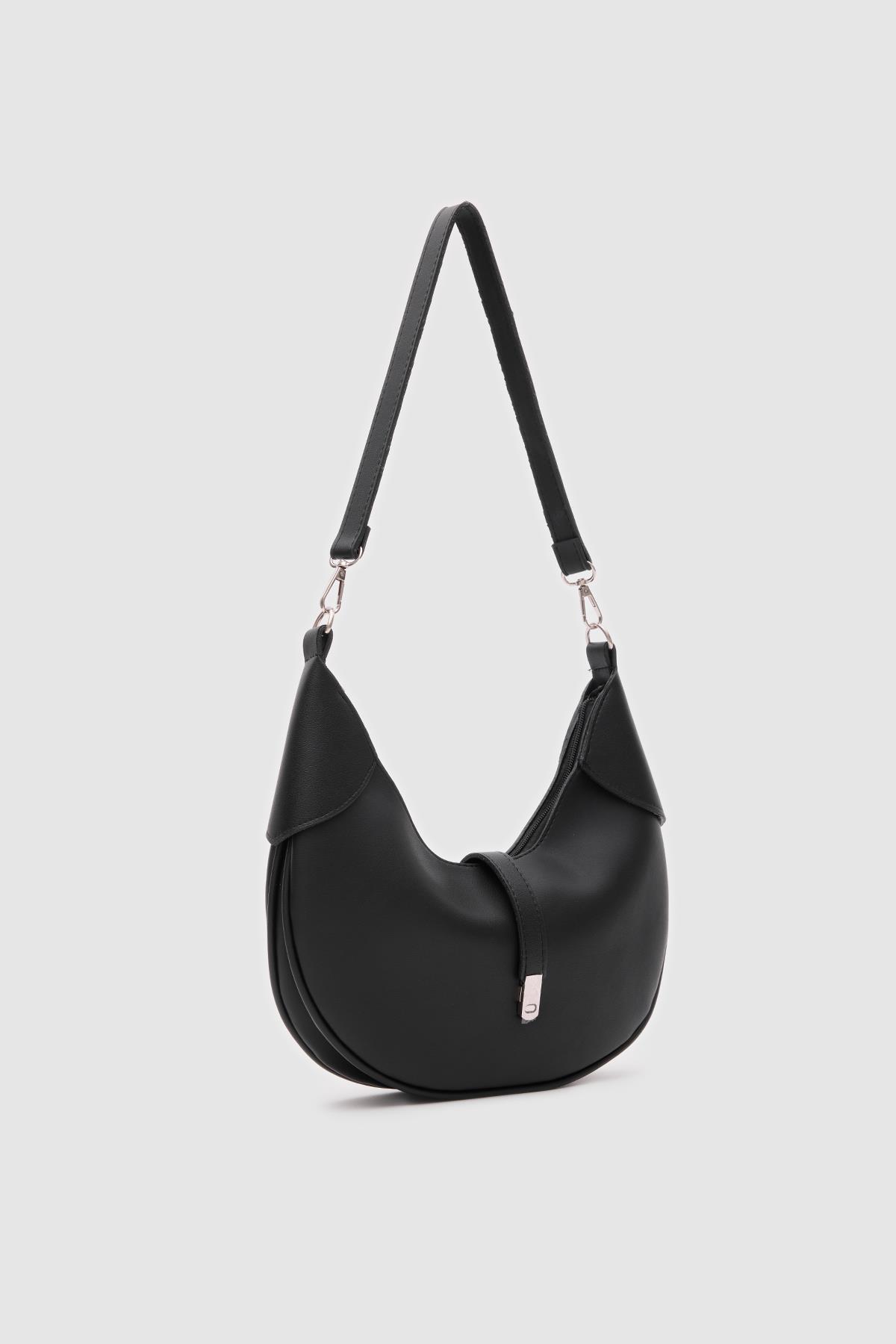 Suzu Oval Baget Çanta Siyah