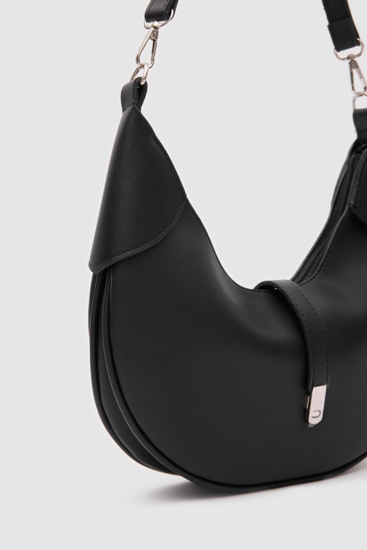 Suzu Oval Baget Çanta Siyah