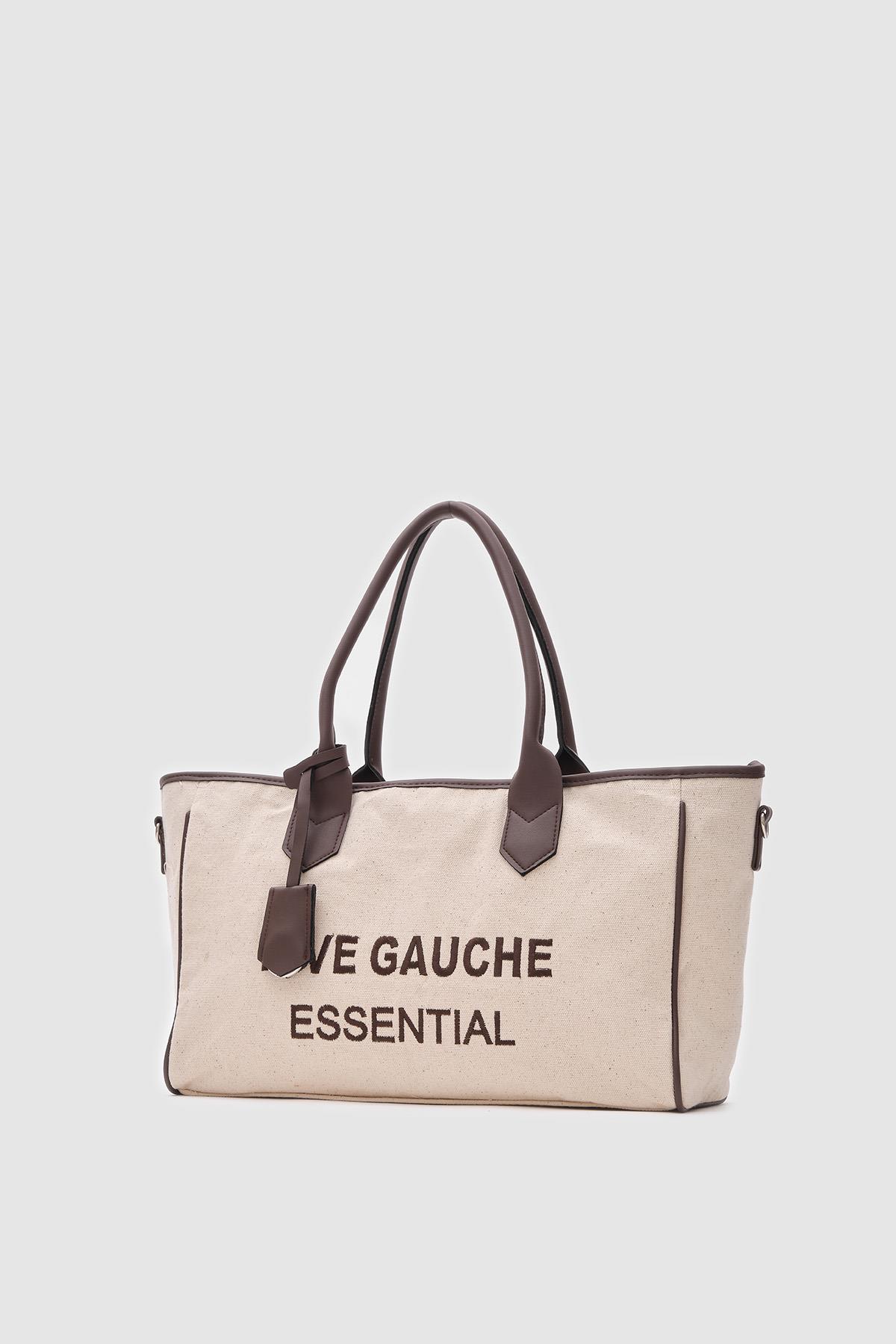 Rive Gauche Kanvas Tote Çanta Kahverengi