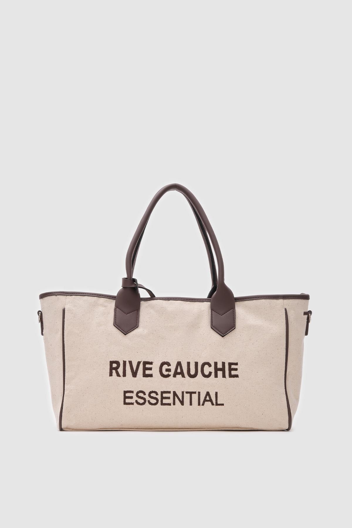 Rive Gauche Kanvas Tote Çanta Kahverengi
