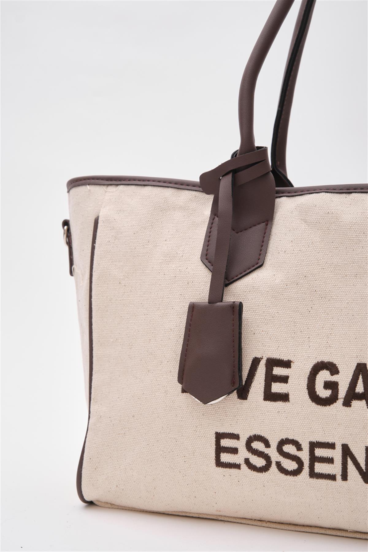 Rive Gauche Kanvas Tote Çanta Kahverengi