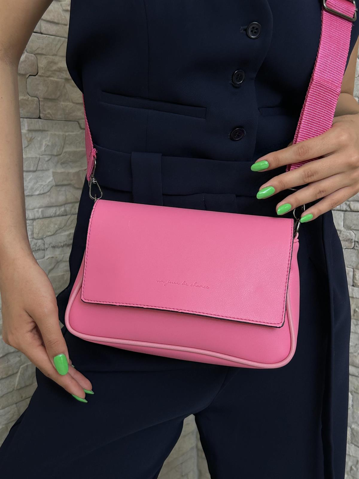 Lopez Kapaklı Çapraz Çanta Pembe