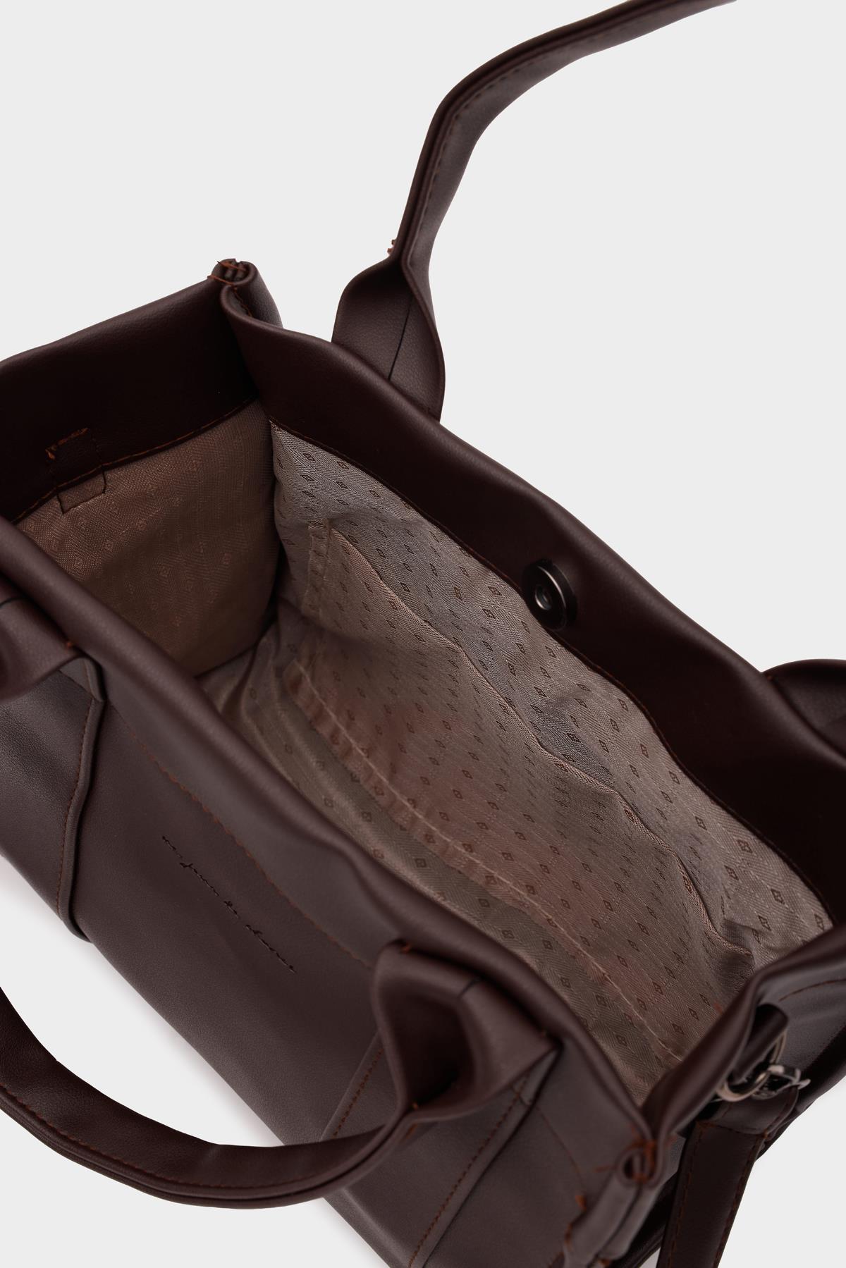 Bonnie Deri Tote Bag Acı Kahve