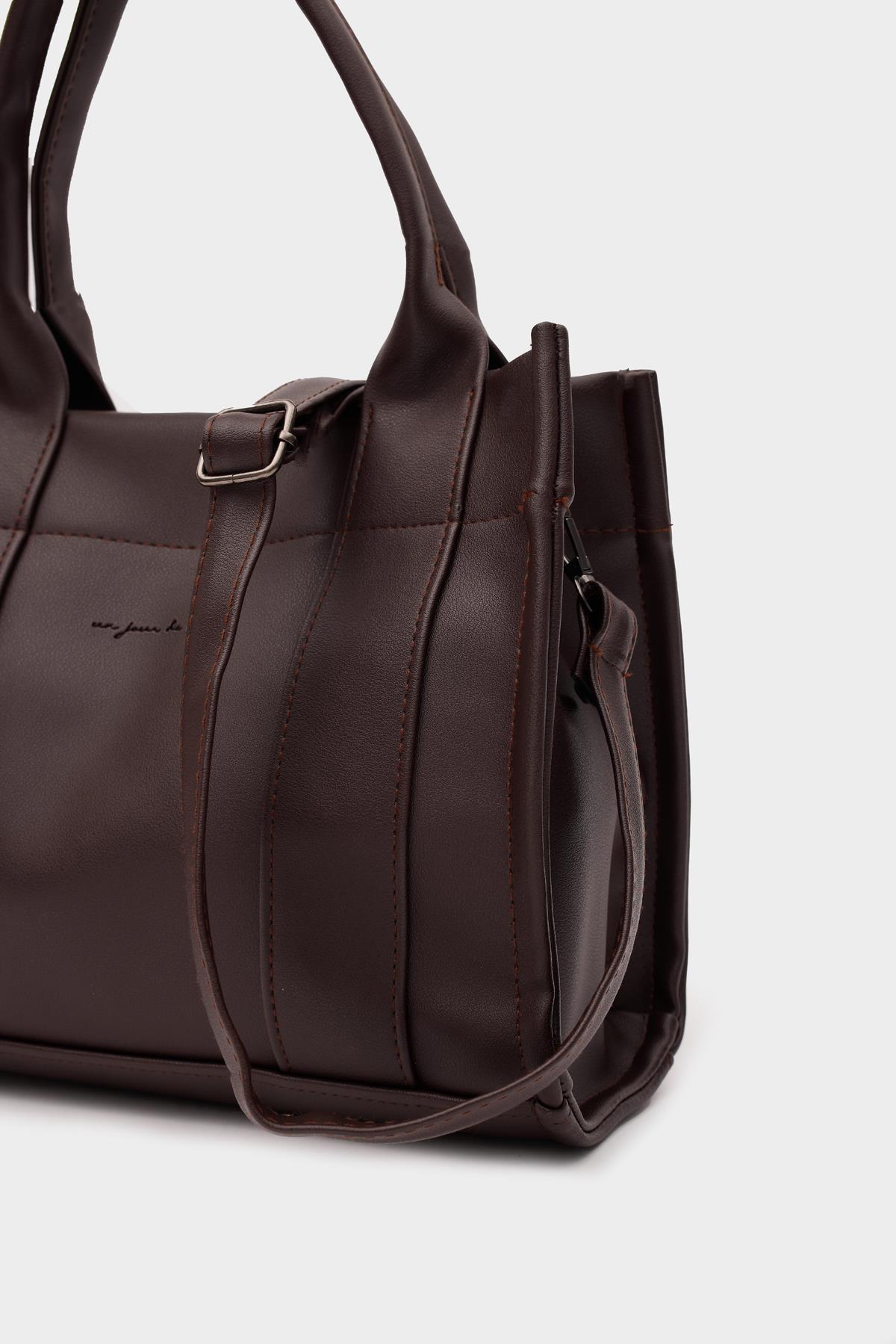 Bonnie Deri Tote Bag Acı Kahve