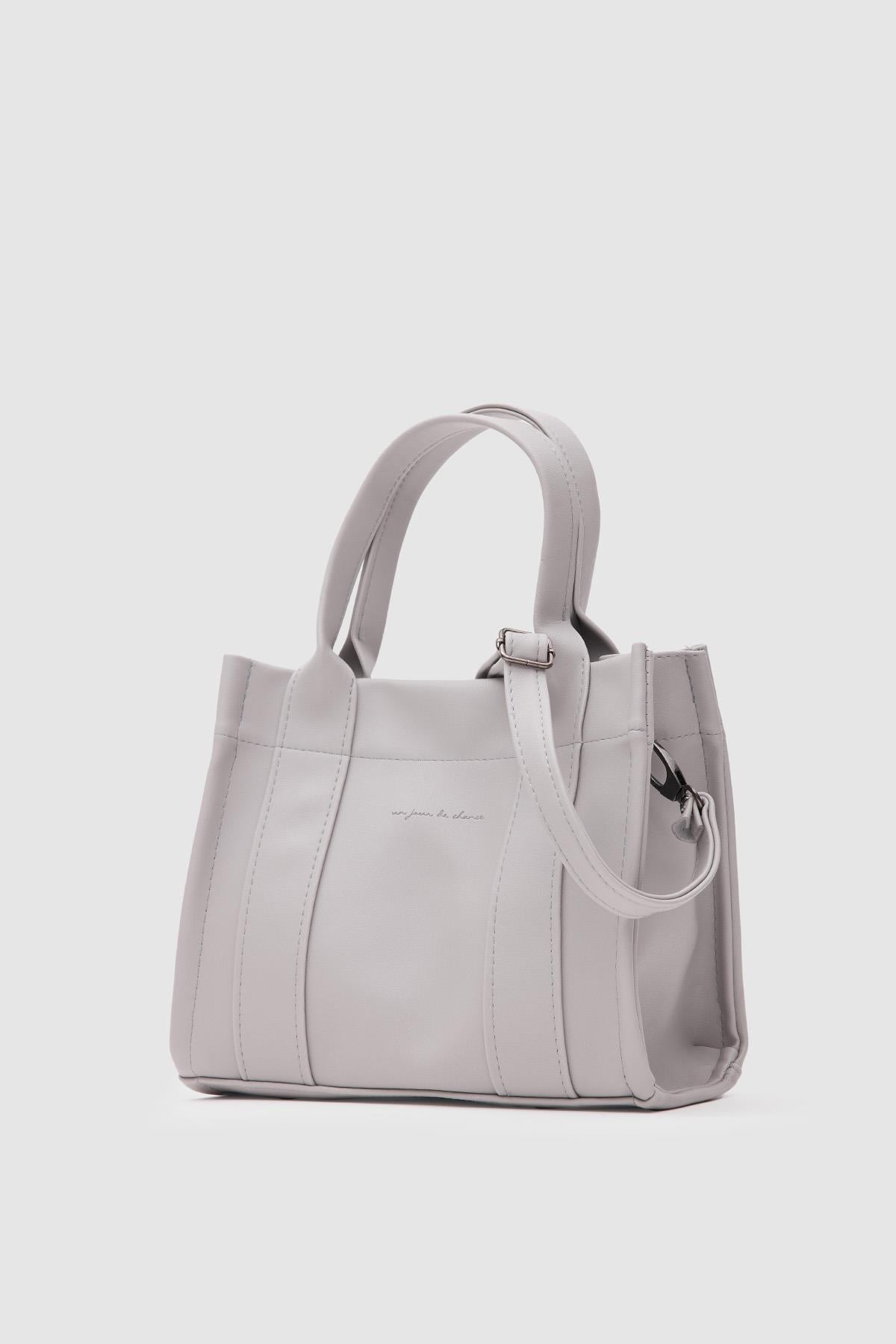 Bonnie Deri Tote Bag Gri