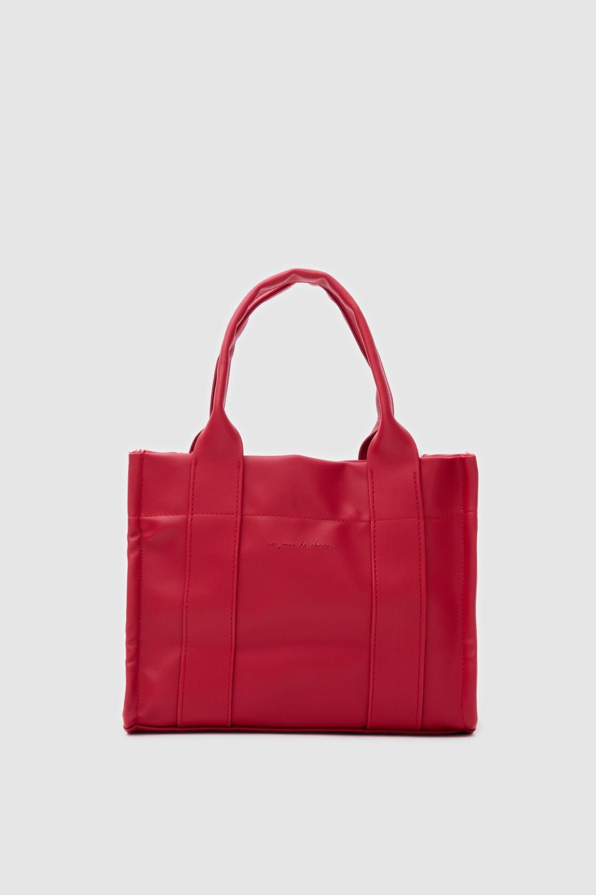 Bonnie Deri Tote Bag Kırmızı