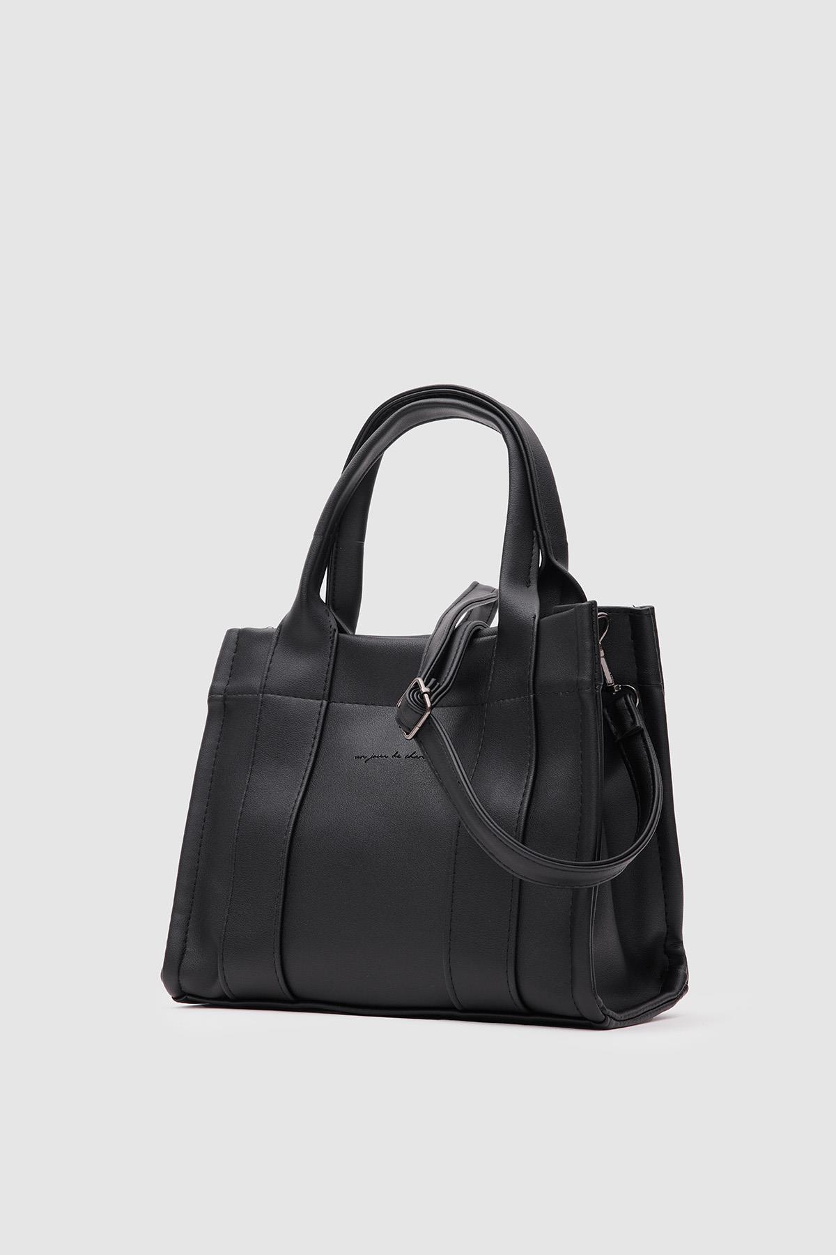 Bonnie Deri Tote Bag Siyah