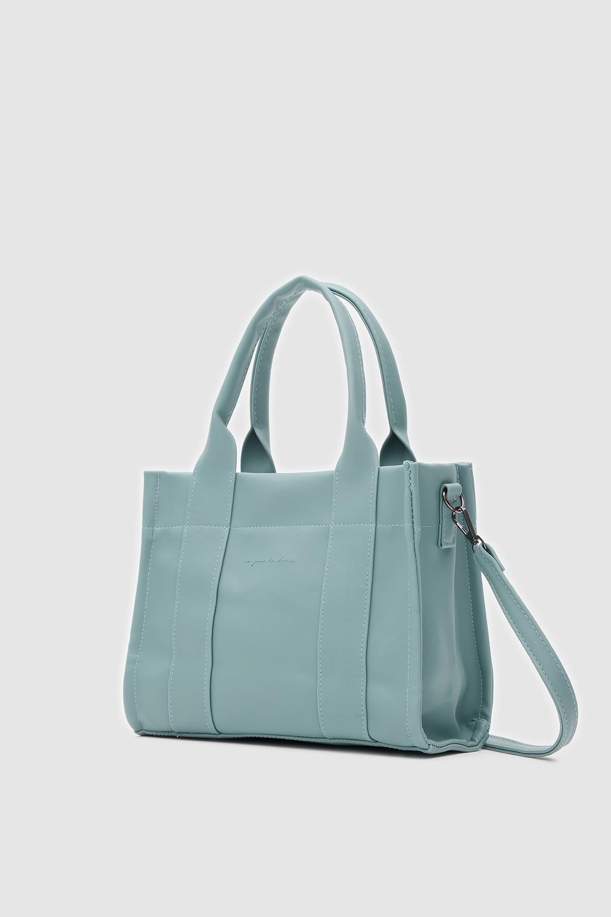 Bonnie Deri Tote Bag Turkuaz