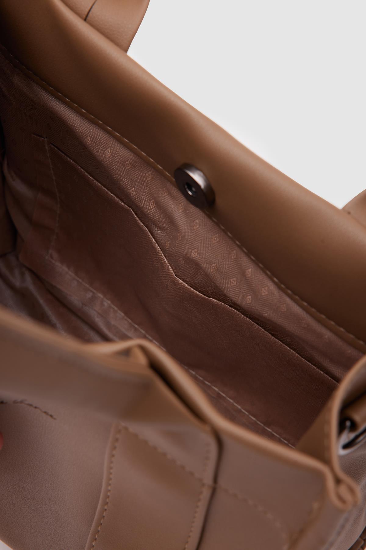 Bonnie Deri Tote Bag Vizon