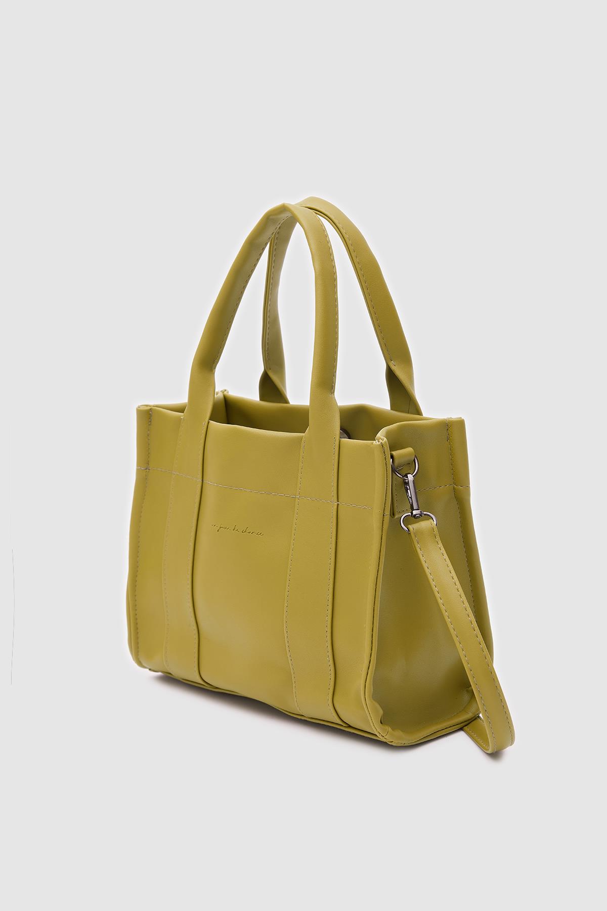 Bonnie Deri Tote Bag Zeytin Yeşili