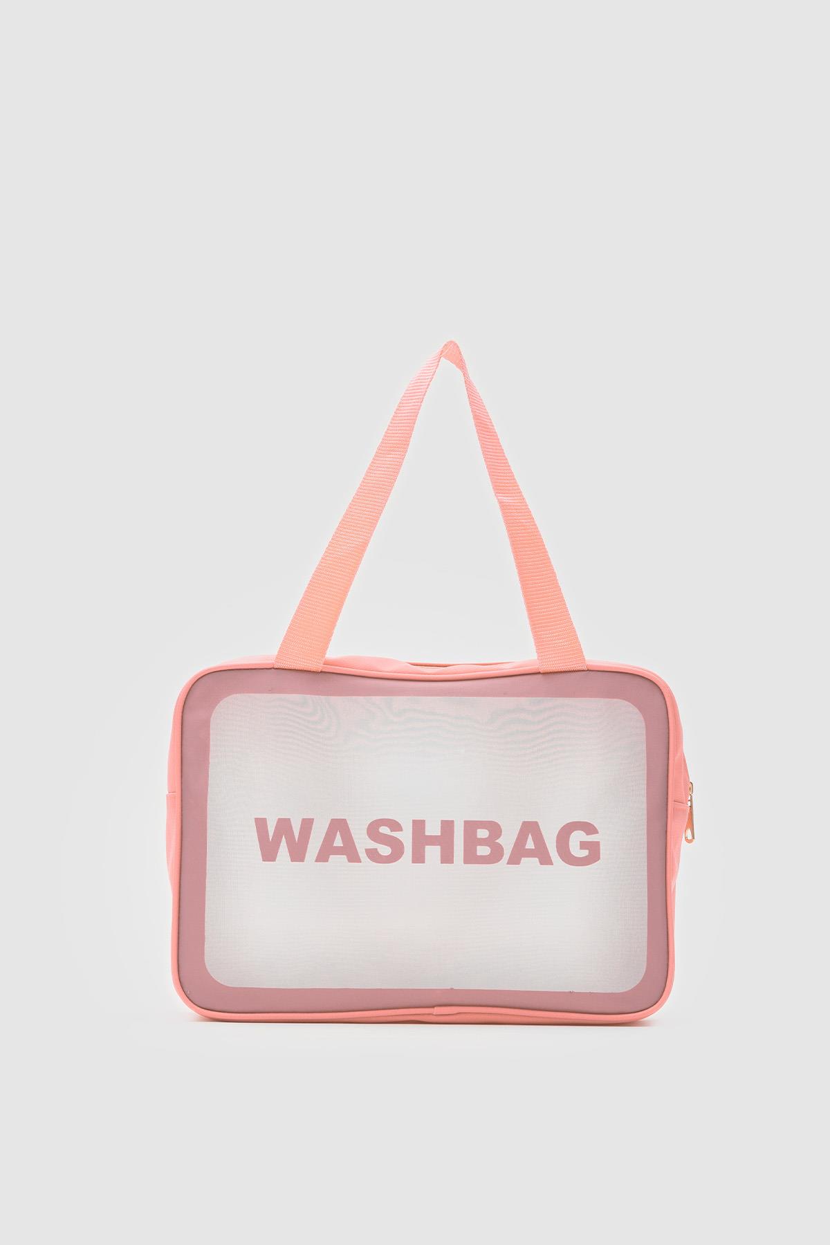 Wash Bag Su Geçirmez 3lü Kozmetik Çantası Somon