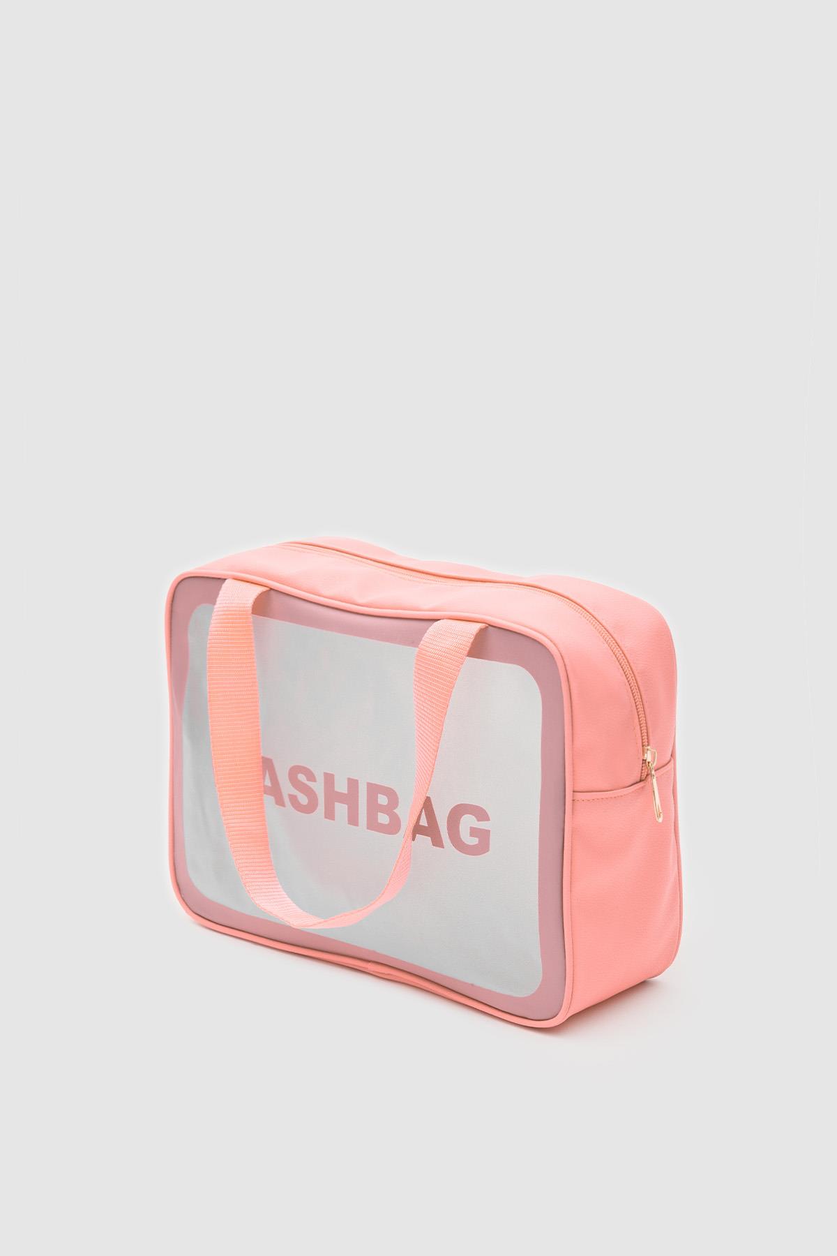 Wash Bag Su Geçirmez 3lü Kozmetik Çantası Somon