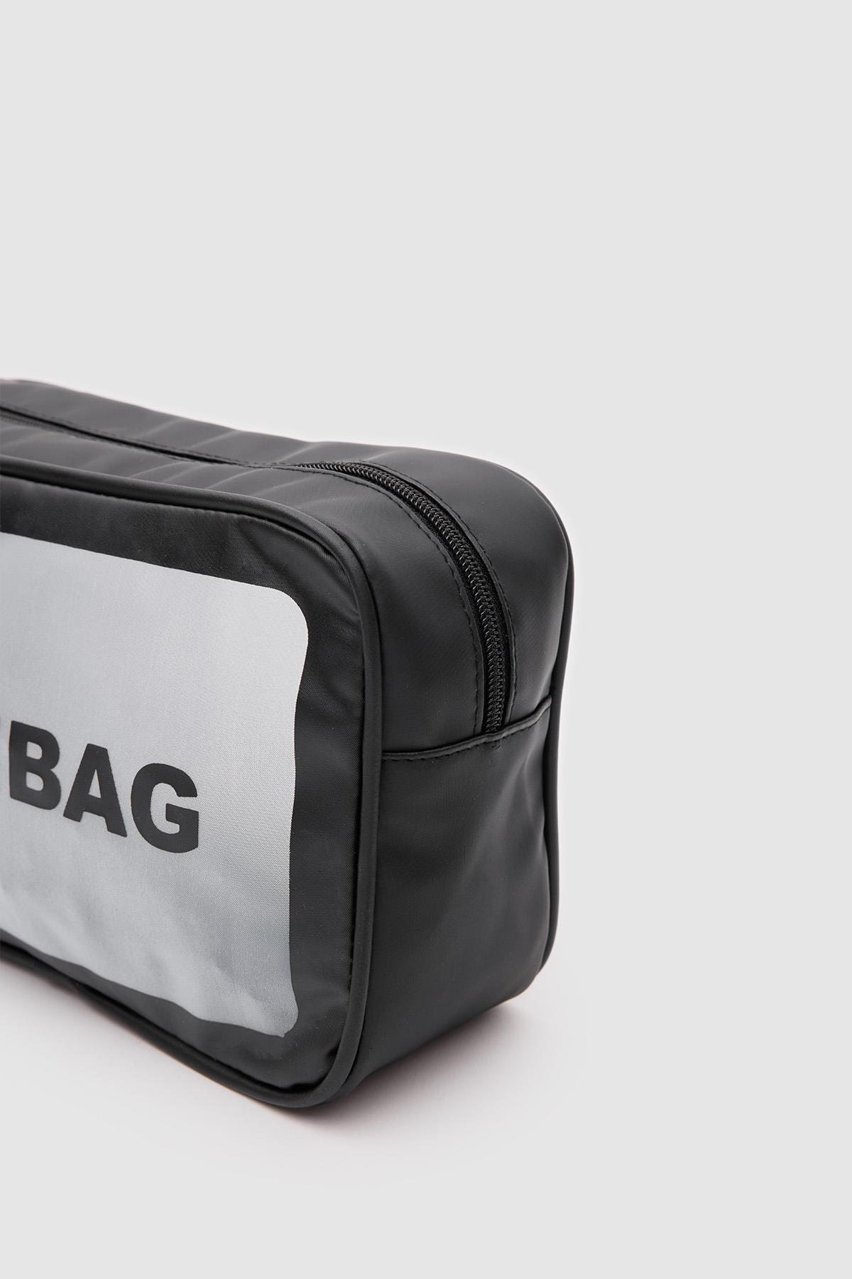 Wash Bag Su Geçirmez 3lü Kozmetik Çantası Siyah