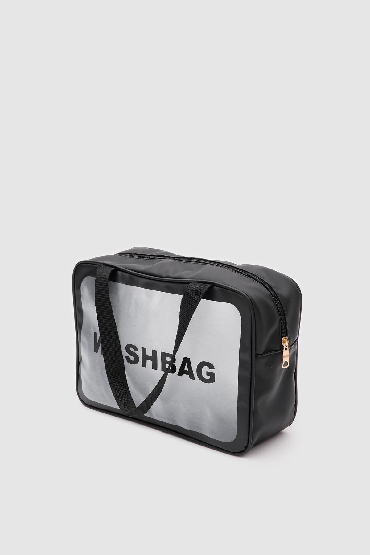 Wash Bag Su Geçirmez 3lü Kozmetik Çantası Siyah