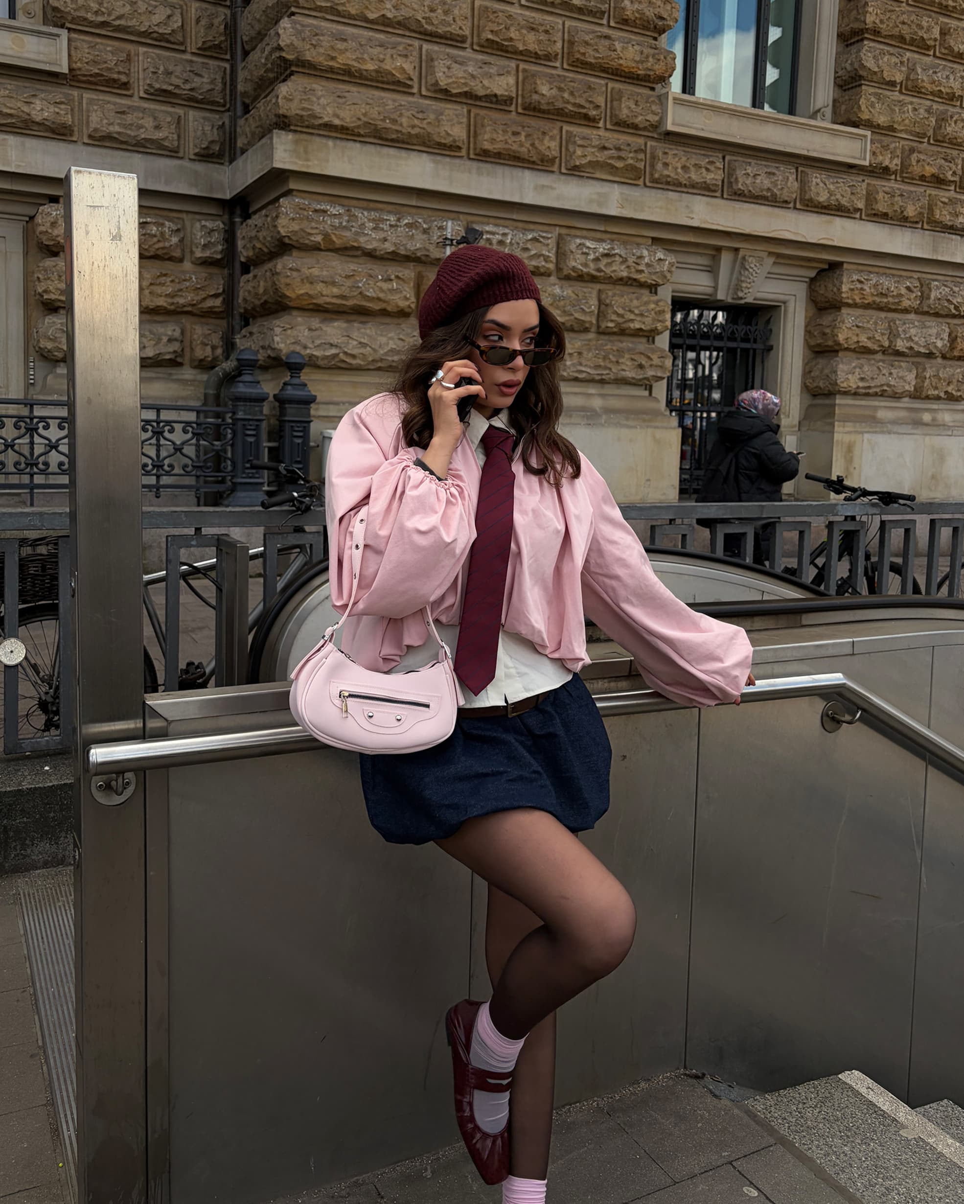 Sandy 90's Retro Baget Çanta Sakura Pembe