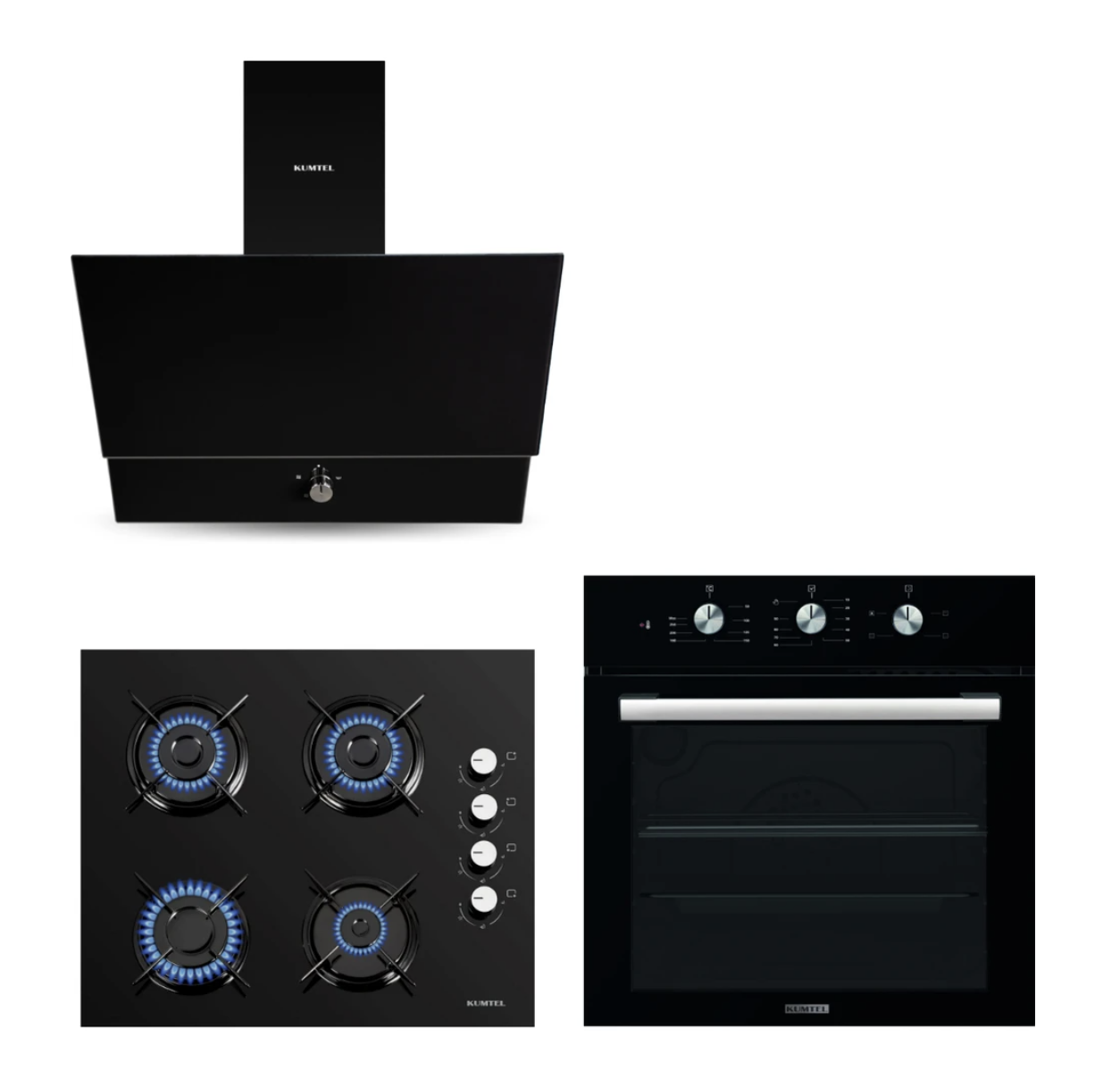 KUMTEL TURBO SİYAH CAM ANKASTRE SET