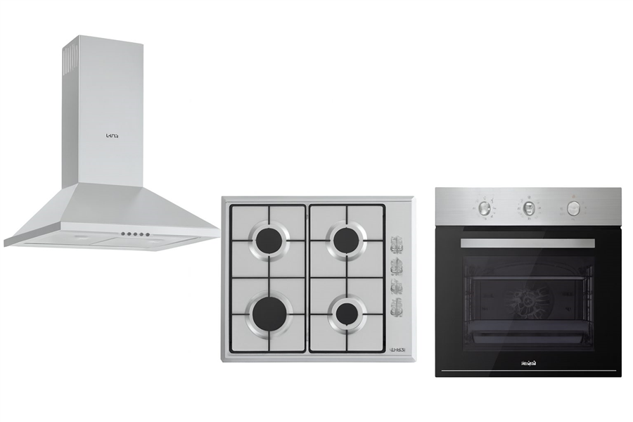 LUND Trio Ankastre Set – Paslanmaz Davlumbaz / L638B01 Ocak / F502B01 Fırın