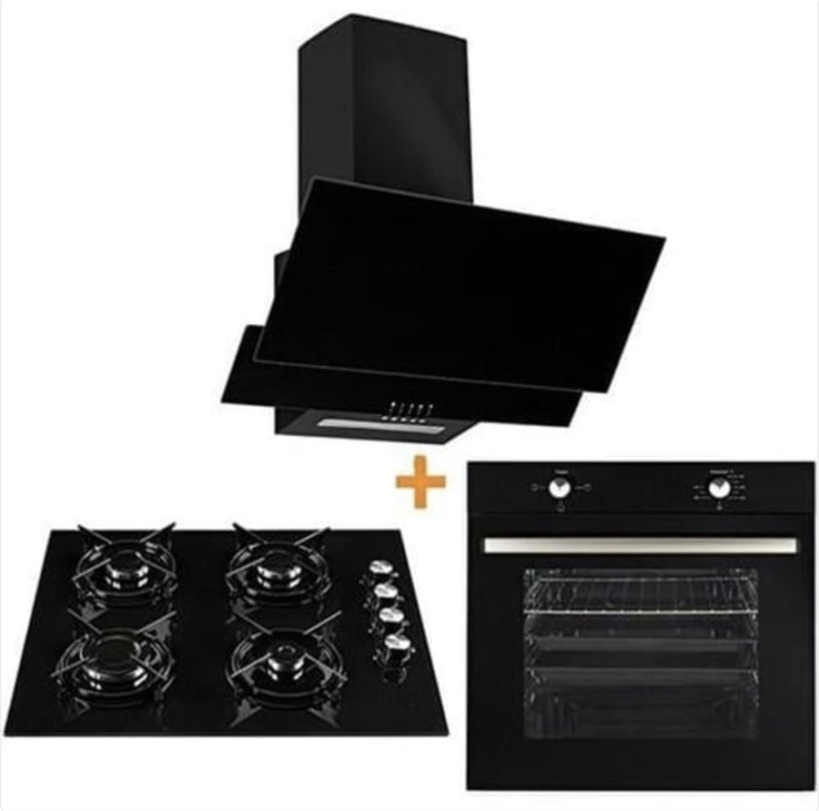 Alpina Siyah Statik Cam Ankastre Set (GLS640BL + MFA604MBL + F17/60)