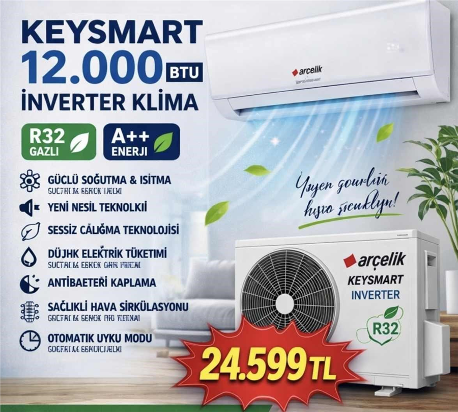 Keysmart KEY1200 A++ 12.000 BTU Inverter Duvar Tipi Mono Split Klima