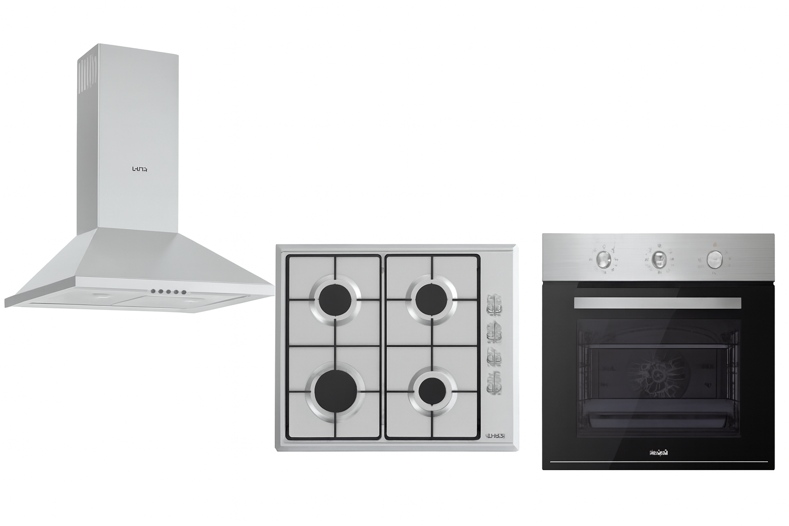 LUND Trio Ankastre Set – Paslanmaz Davlumbaz / L638B01 Ocak / F502B01 Fırın