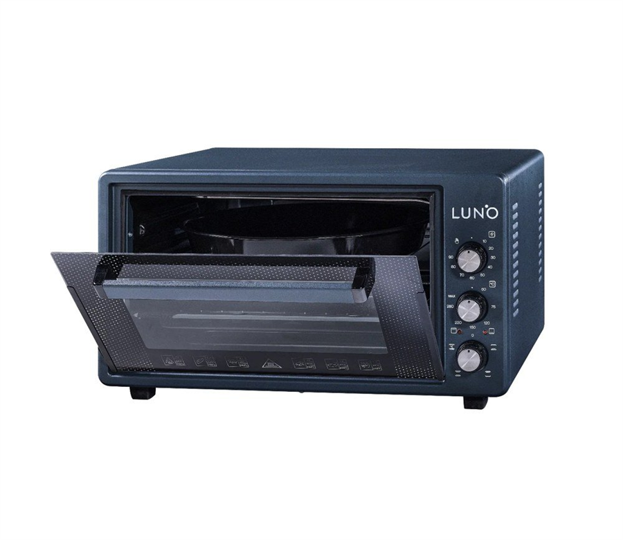 LUNO LF6262B01/LF6262B02 - MİDİ FIRIN - 46 LT - 1600W - SİYAH - TURBO FAN - AYARLANIR TERMOSTAT - 1 YUVARLAK 1 KÖSELİ TEPSİ - Z