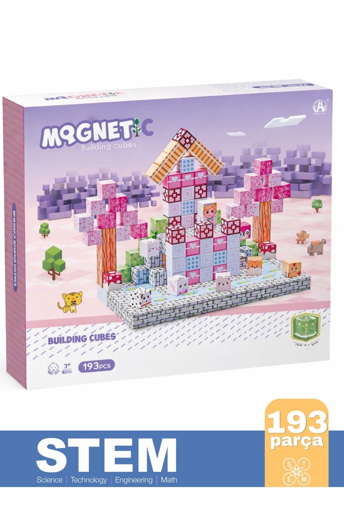 193 Parça Manyetik Yapı Blokları - Mıknatıslı Minecraft Küp 3D STEM Eğitici Oyuncak Seti