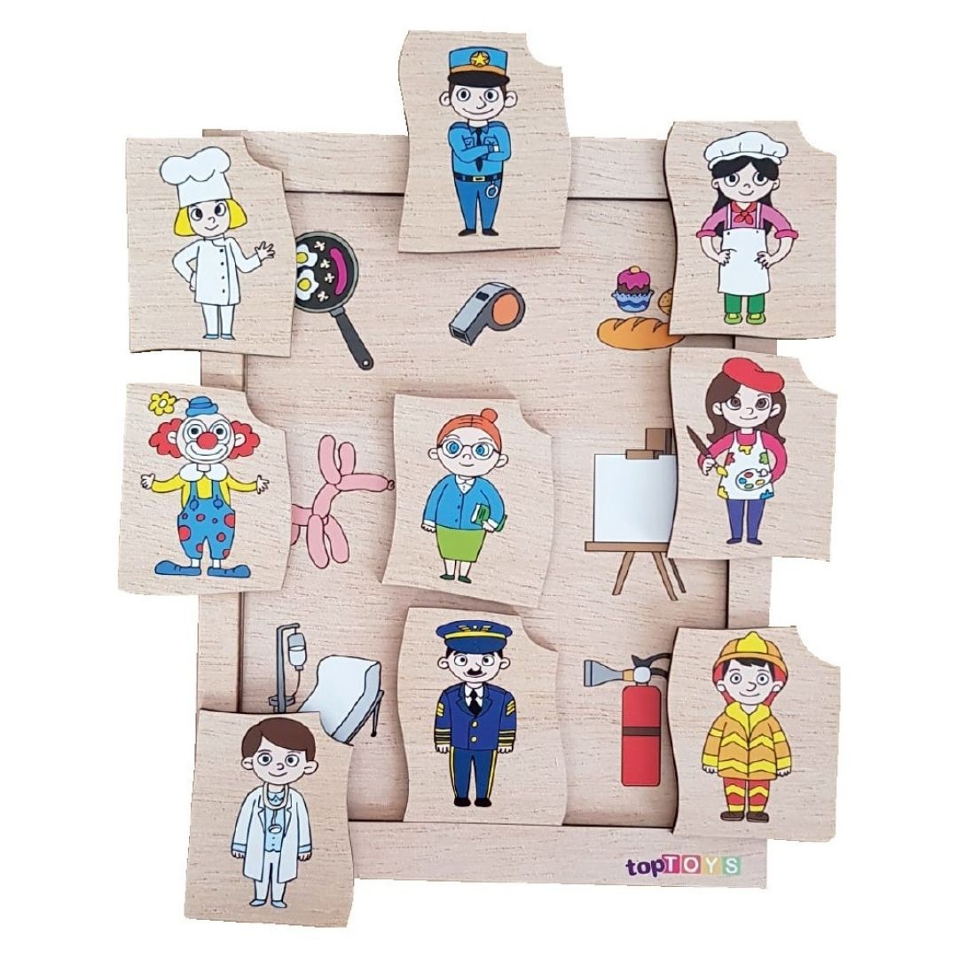 Bil Bakalım Kime Ait Meslekler ? Ahşap Eşleştime Puzzle