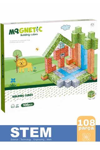 108 Parça Manyetik Yapı Blokları - Mıknatıslı Minecraft Küp 3D STEM Eğitici Oyuncak Seti