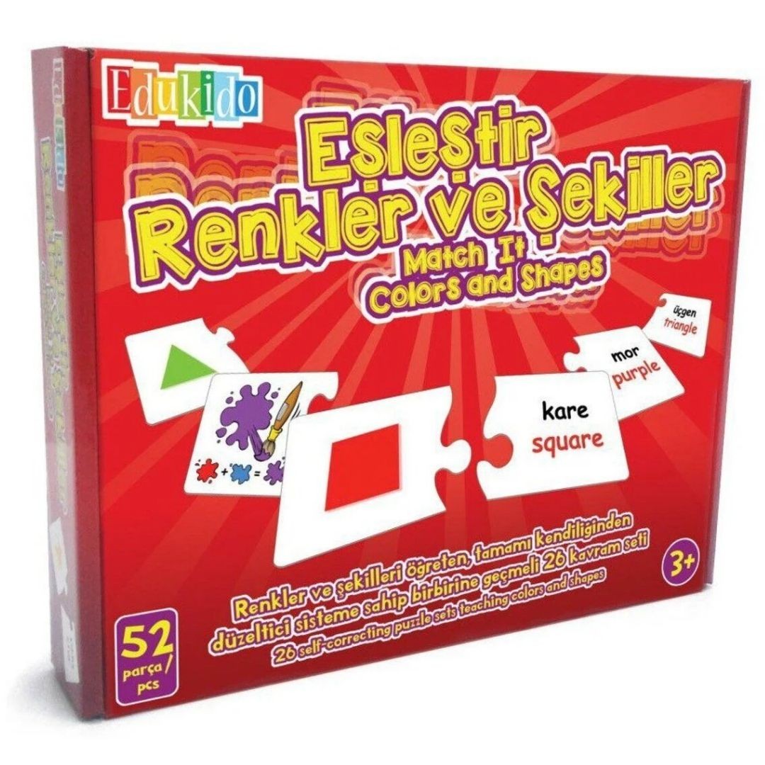 Eşleştir, Renkler Ve Şekiller Mukavva Puzzle