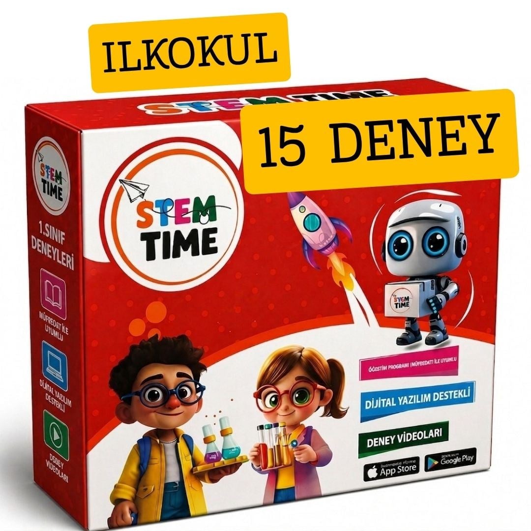 Stem Time İlkokul Deney Seti Kutu İçeriği (15 Deney)