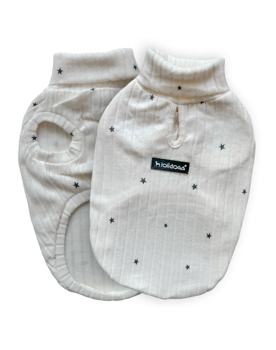 Lolidogs Balıkçı Yaka Kadife Köpek Triko Ekru