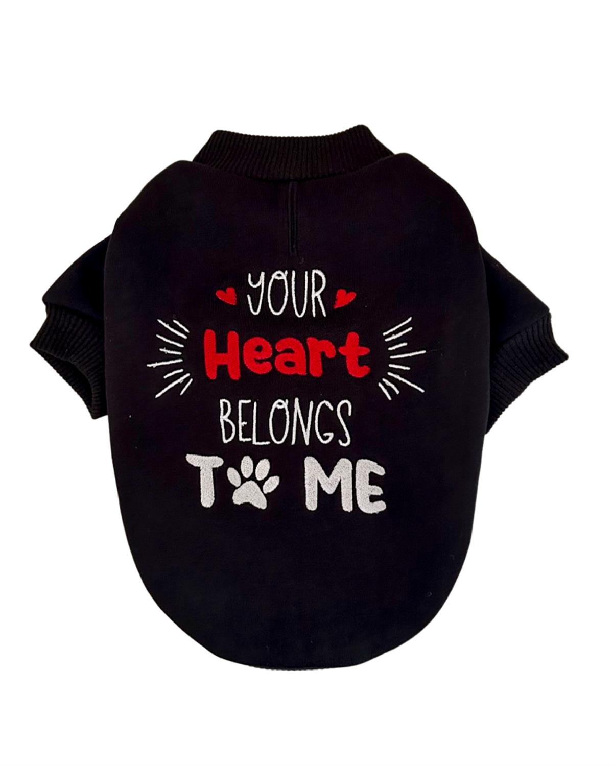 Lolidogs Your Heart Belongs To Me Nakışlı Köpek Sweatshirtü Siyah