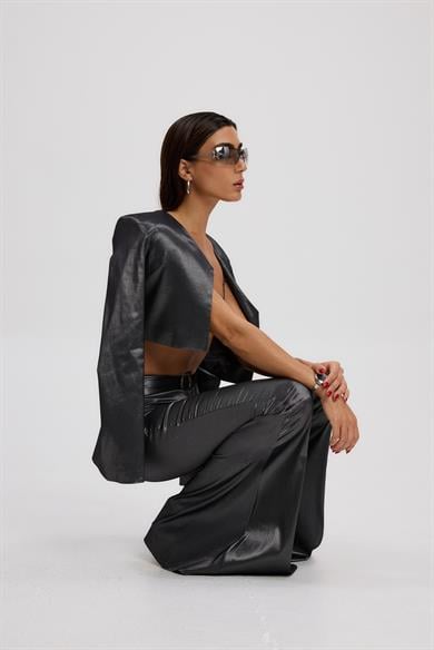 Gri Vatkalı İspanyol Kol Ceket