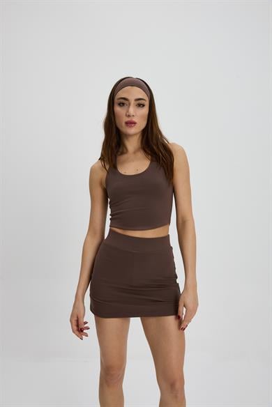 Kahve Mini Şort Etek