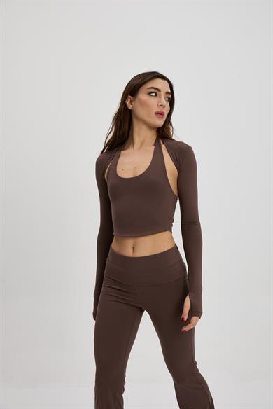 Kahve Parmak Geçirmeli Bolero