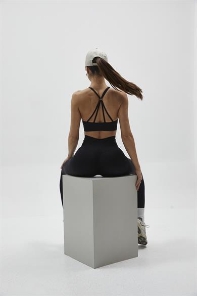 Siyah Çapraz Sırt Detaylı Bra