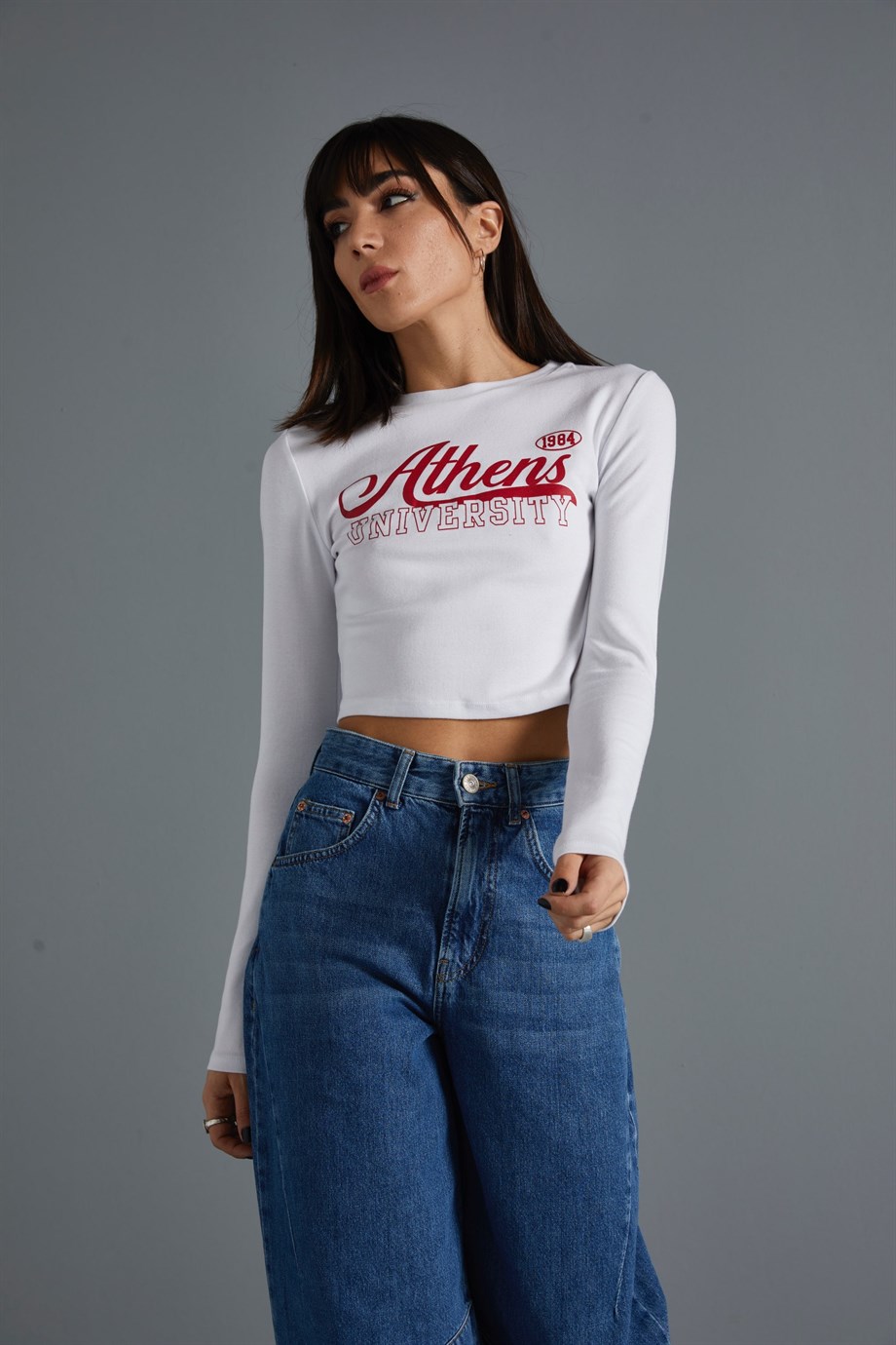 Athens Yazılı Uzun Kollu T-Shirt 